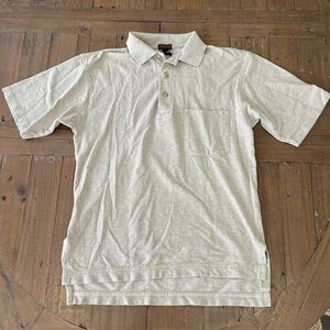 Coach Short Sleeve Polo Shirt Men’s Small Oatmeal Textured Cotton